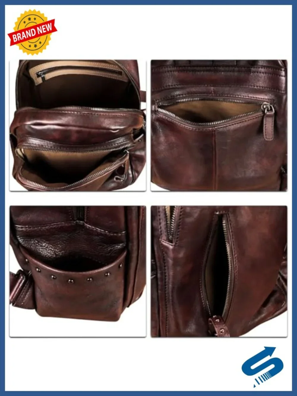 Genuine Leather Backpack Purse Vintage Daypack College Bag Handmade Cowhide